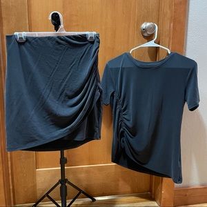 Express Two Piece Set: Gray Ruched Top with Skirt